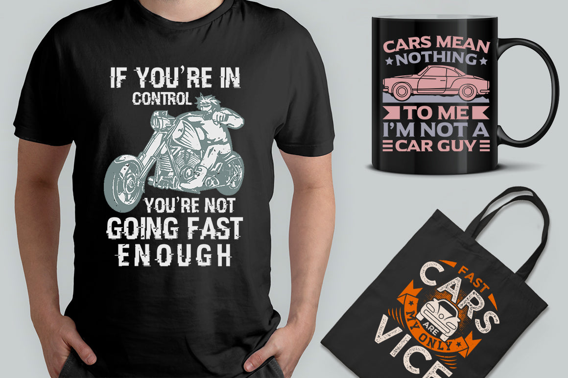 15 Editable Vehicle T-Shirt Designs Bundle