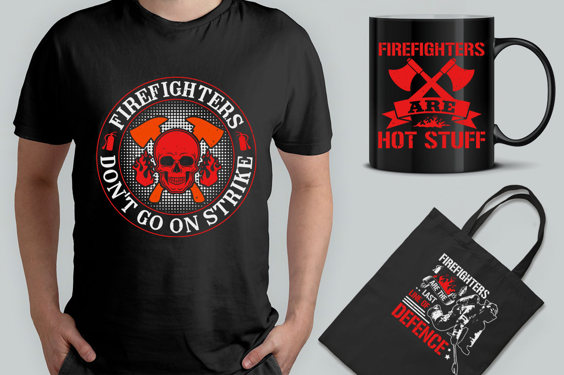 15 Editable Firefighter T-Shirt Design Bundle