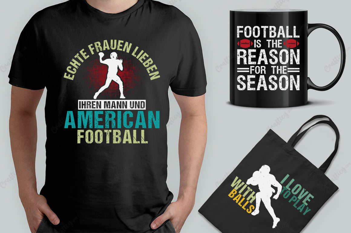 25 Editable American Football T-Shirt Designs Bundle