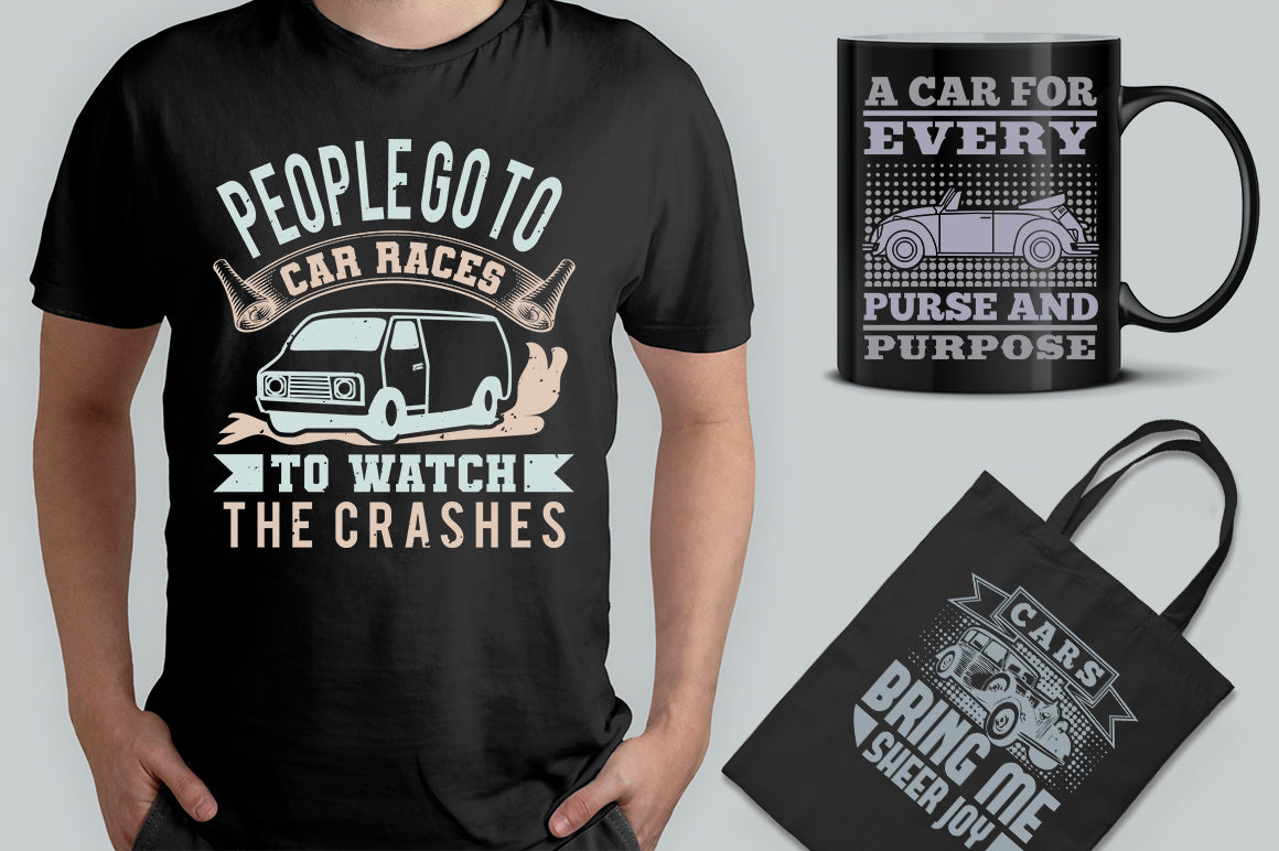 15 Editable Vehicle T-Shirt Designs Bundle