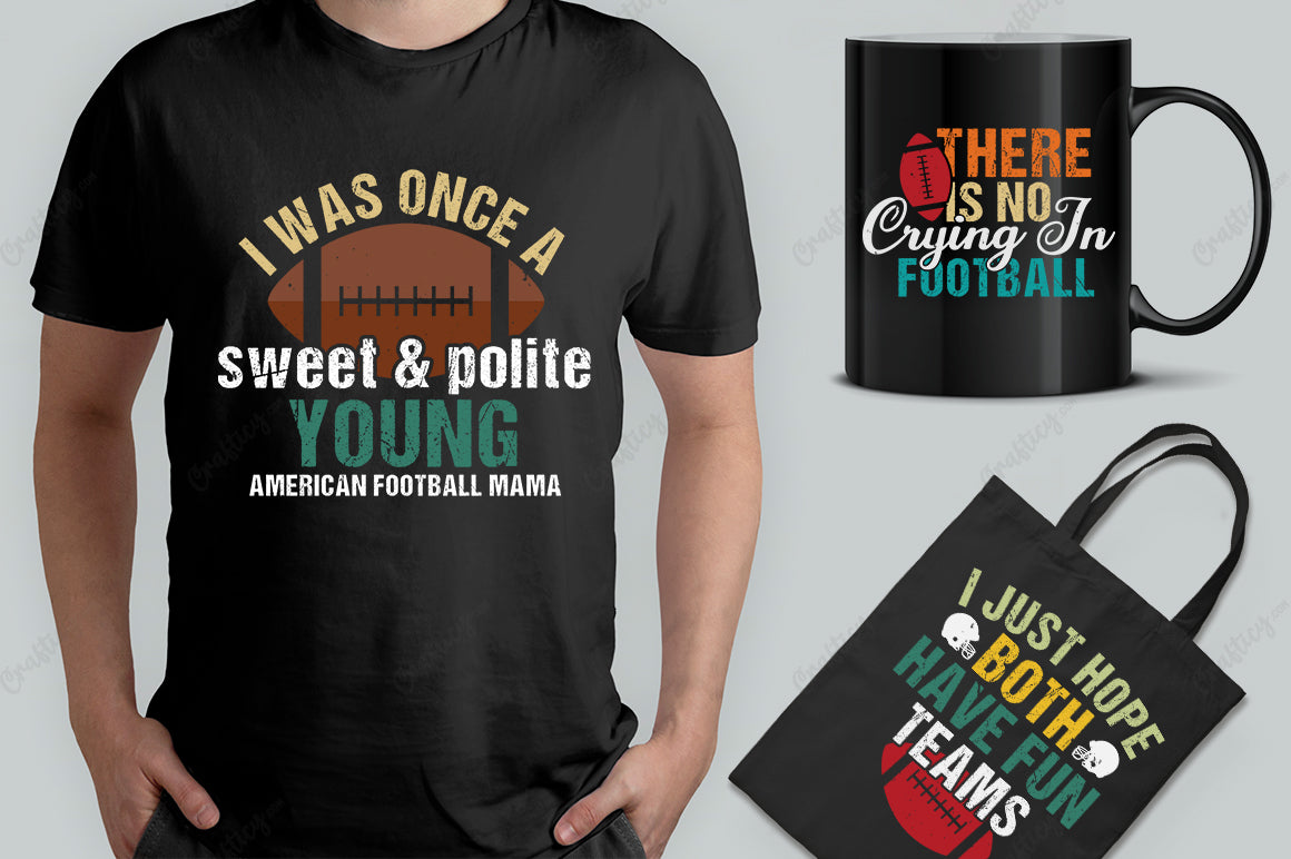 25 Editable American Football T-Shirt Designs Bundle