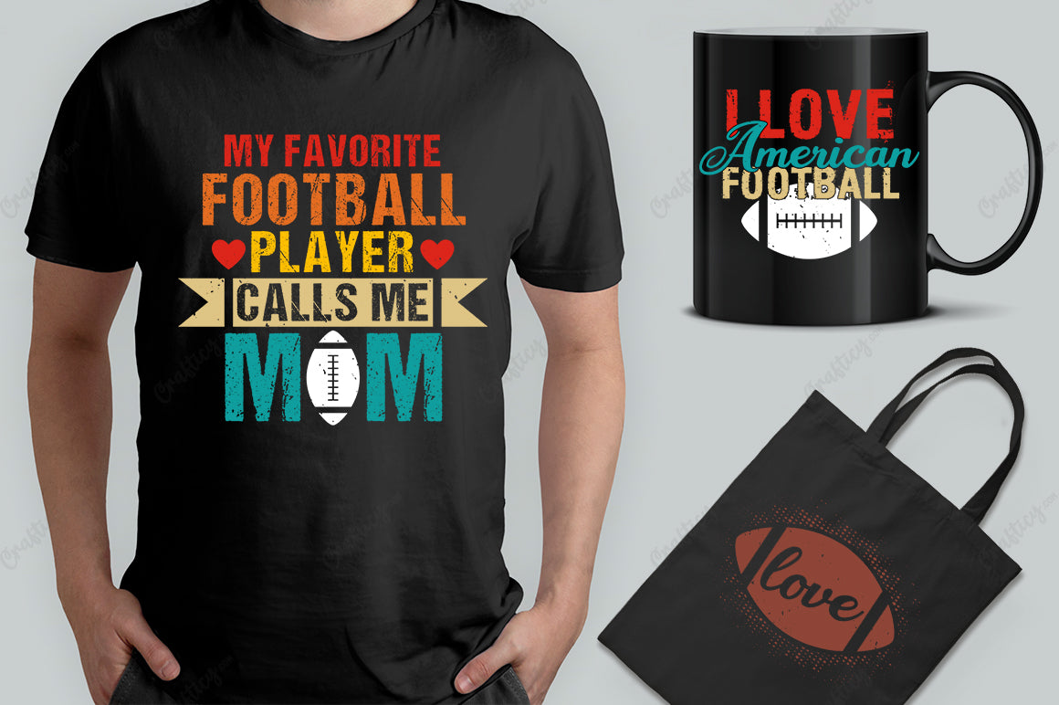 25 Editable American Football T-Shirt Designs Bundle