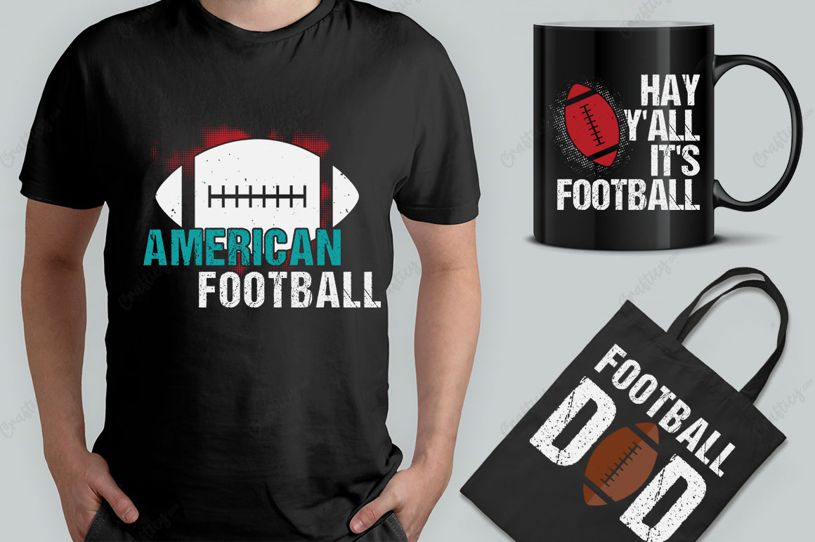 25 Editable American Football T-Shirt Design Bundle