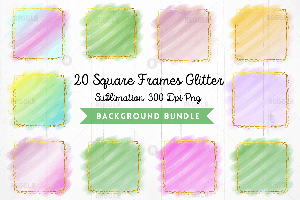 Square Glitter Frames Sublimation Background Bundle