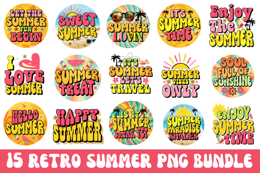 Retro Summer Sublimation PNG Bundle