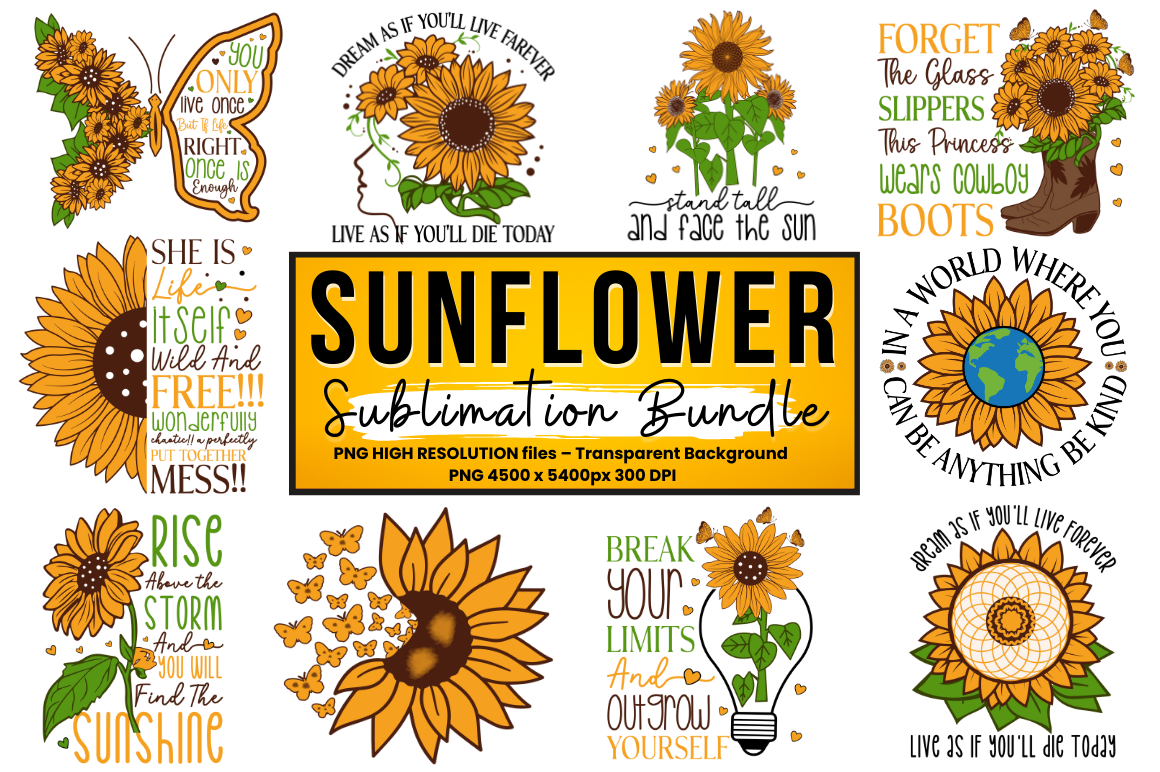 Sunflower Quotes Sublimation Bundle