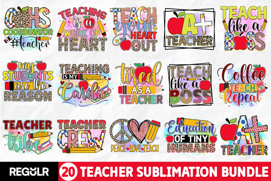 Teacher Quotes Sublimation Designs Bundle