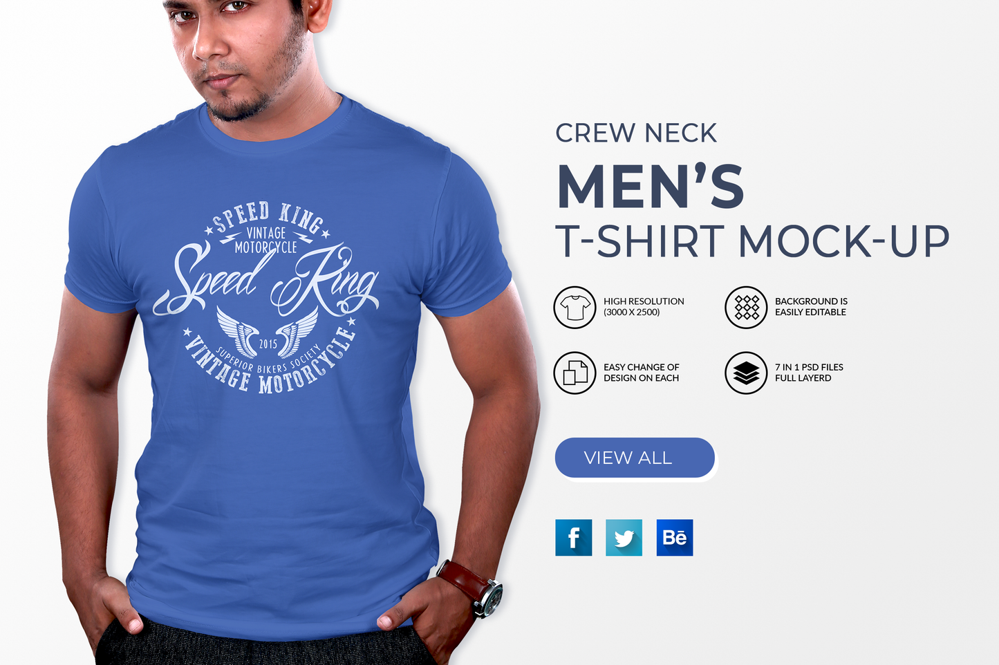 Men's Crew Neck T-Shirt Mock-Up – 7 Fully Editable PSD Templates