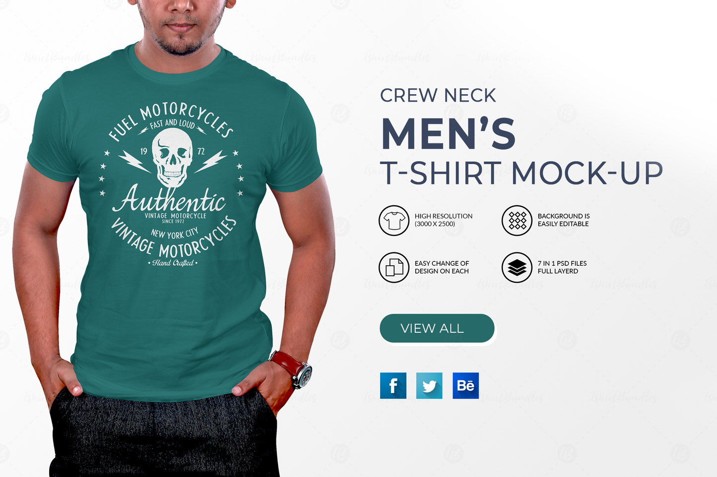 7 Men's Crew Neck T-Shirt Mock-Up Bundle