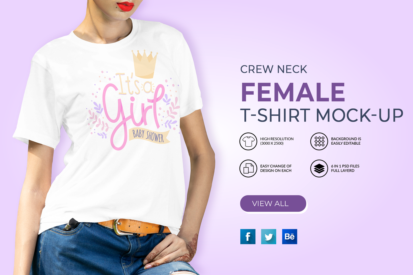 6 Editable Female T-Shirt Mockup - Stylish and Versatile Mock-Ups Template