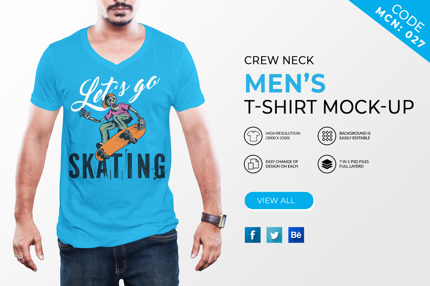 7 Editable Crew Neck Men’s T-Shirt Mock-Up Bundle – Realistic & Stylish Mock-Up Pack