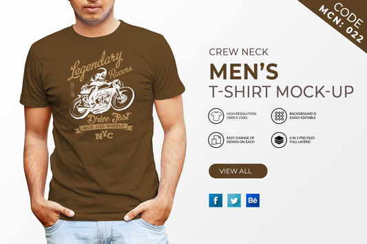 6 Editable Men's Crew Neck T-Shirt Mockup Bundle – Realistic & Stylish Mock-Up Pack