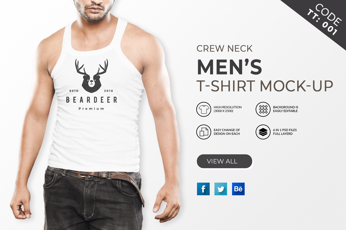 6 Editable Men's Tank Top T-Shirt Mockup Bundle