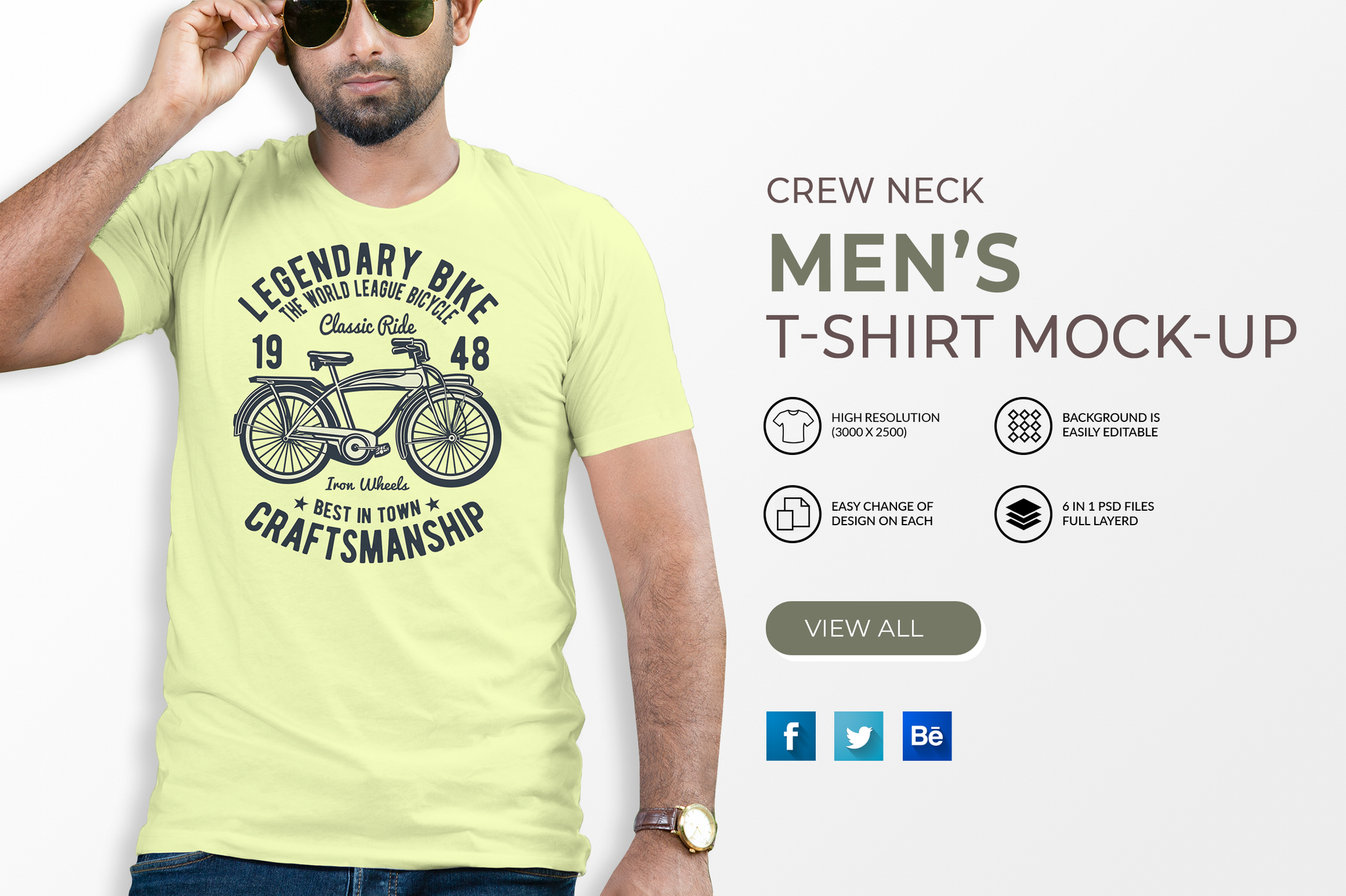 06 Editable Men's Crew Neck T-Shirt Mockup Bundle – Realistic & Stylish Mock-Up Pack