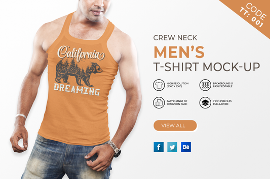 7 Editable Men's Tank Top T-Shirt Mockup Bundle