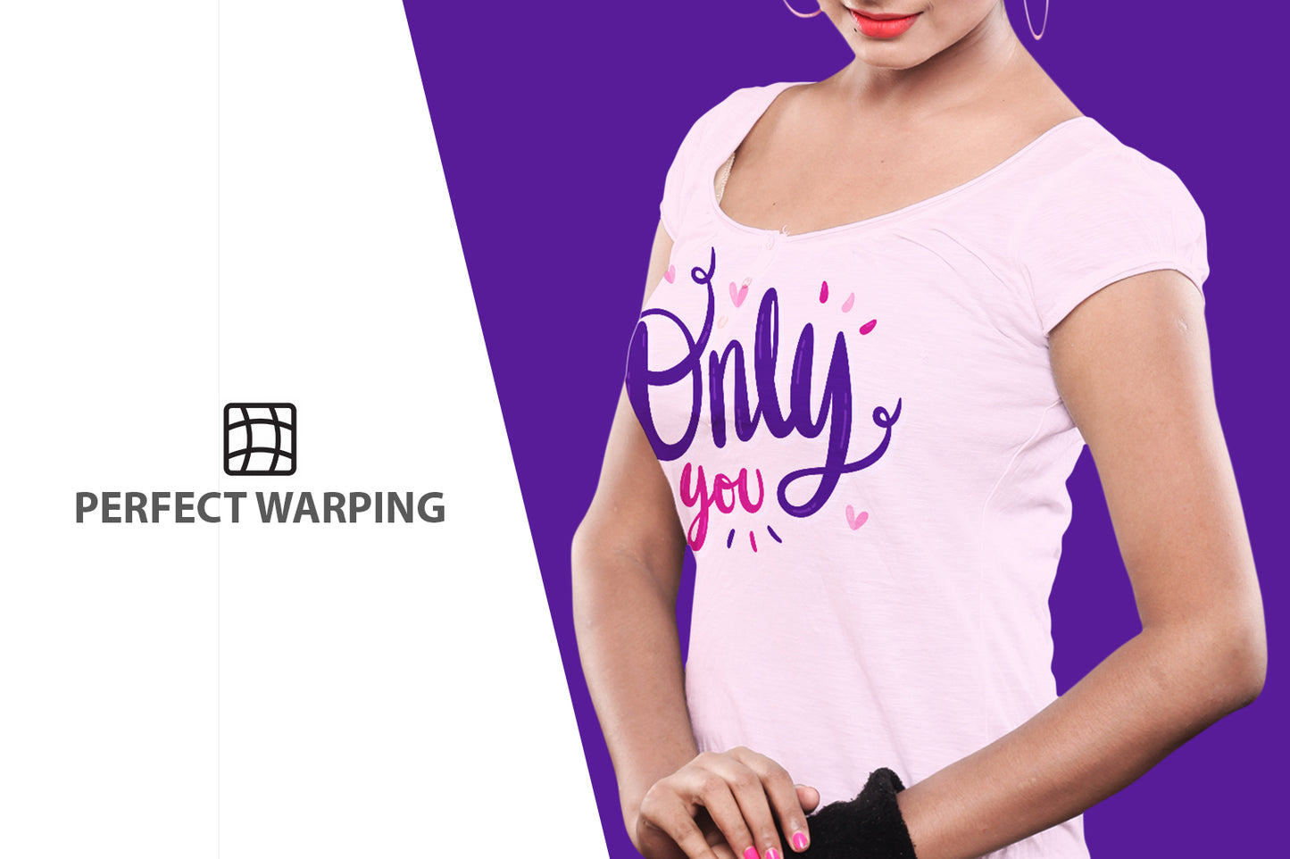 6 Editable Crew Neck Female T-Shirt Mockup Bundle