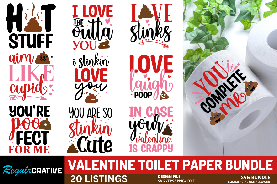 Valentine Toilet Paper SVG Bundle