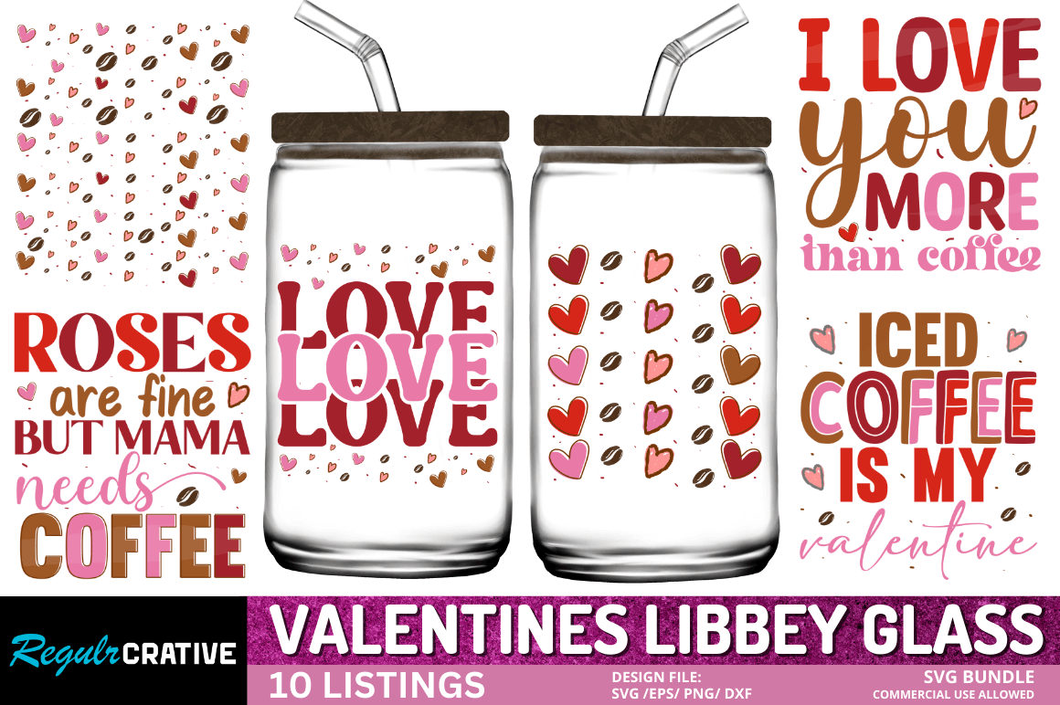 Valentine's Day Libbey Glass SVG Bundle