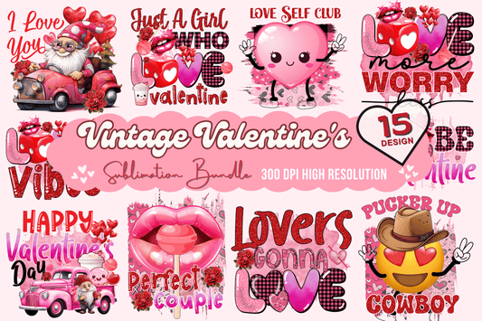 15 Vintage Valentine's Day Sublimation Bundle