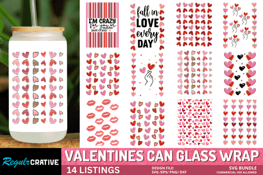 Valentines Can Glass Wrap SVG BUNDLE