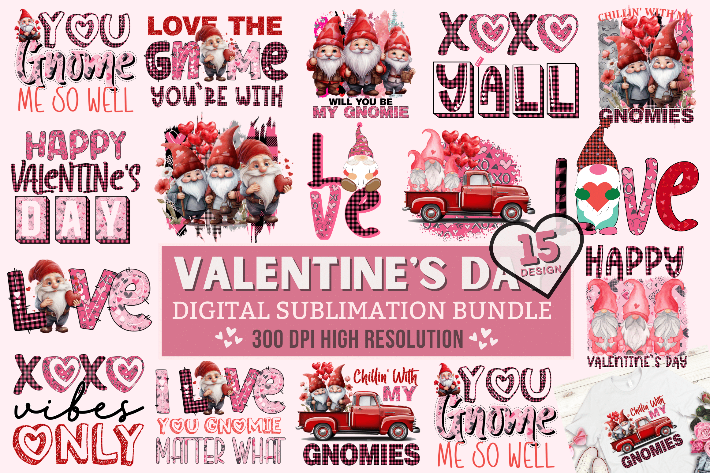 15 Valentine's Day Sublimation Design Bundle