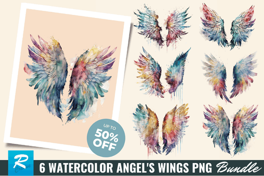 Watercolor Angel's Wings Clipart Bundle