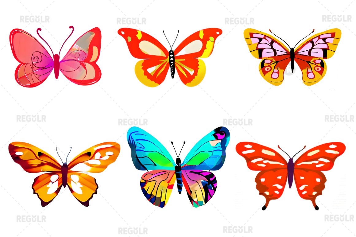 Watercolor  Groovy Butterflies Sublimation Bundle