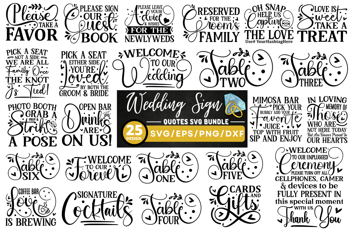 Wedding Sign SVG Designs Bundle