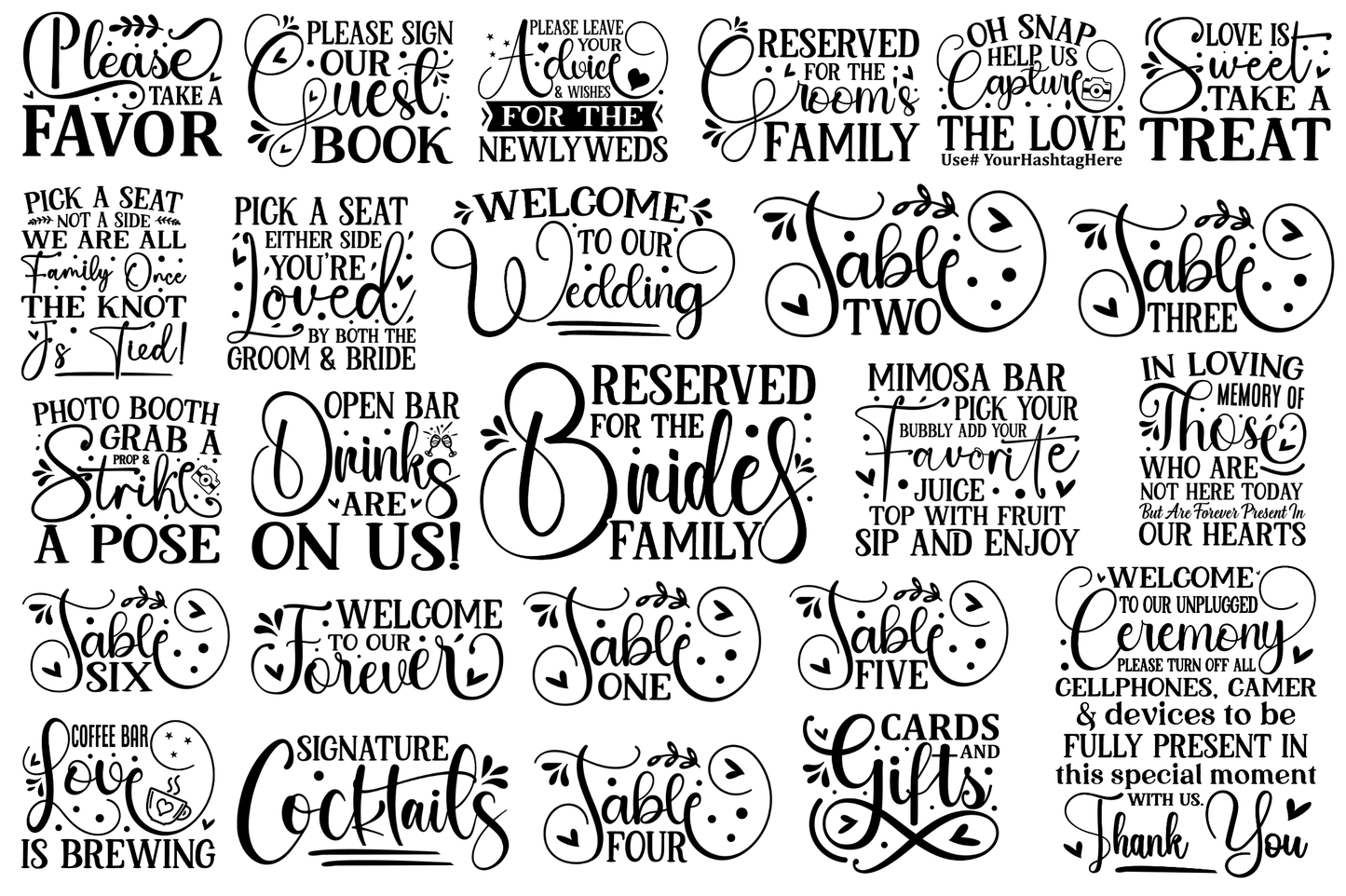 Wedding Sign SVG Designs Bundle