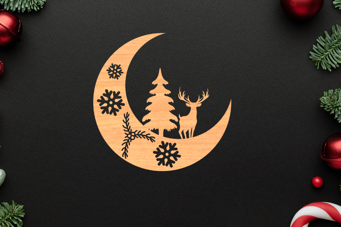 Laser Cut Christmas Moon SVG Bundle