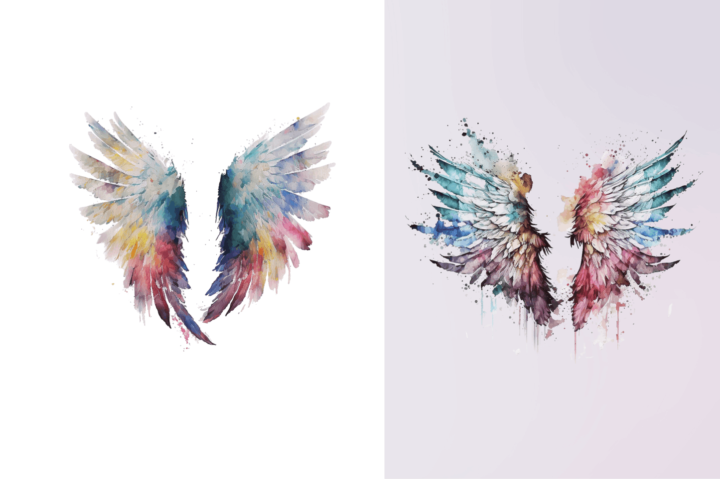 Watercolor Angel's Wings Clipart Bundle