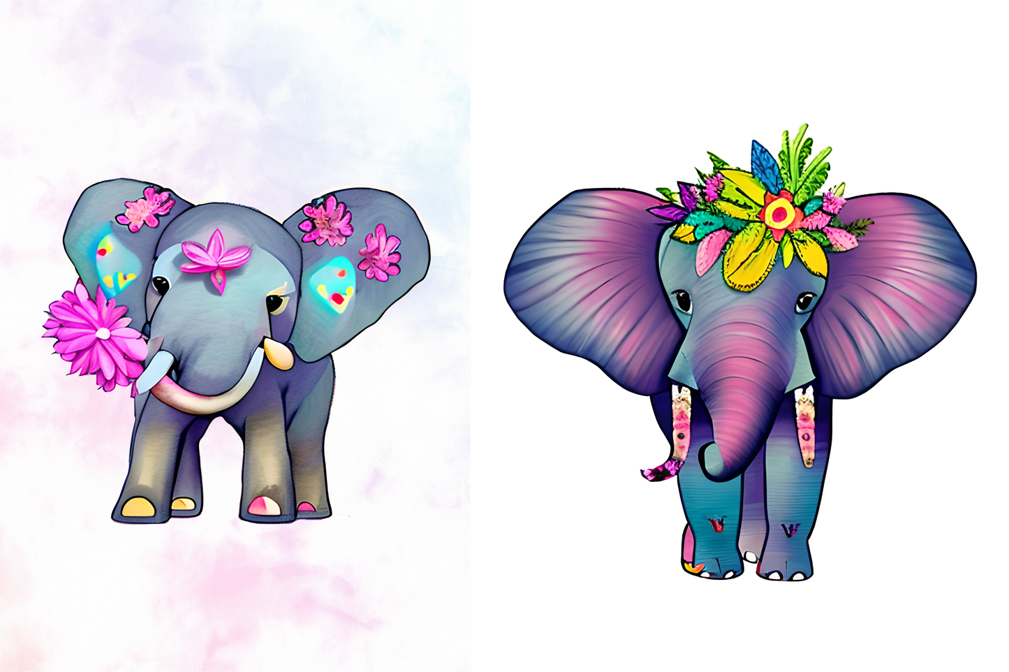 Flower Baby Elephant Sublimation Clipart