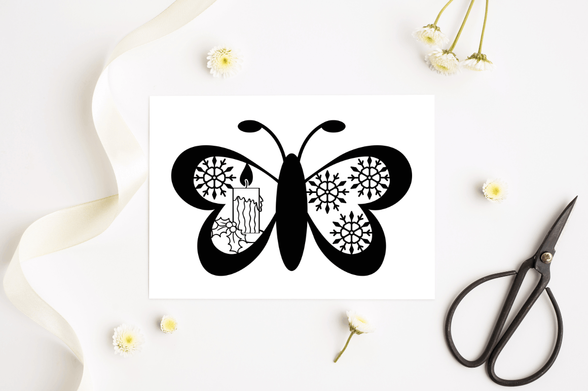 Paper Cut Christmas Butterfly SVG Bundle