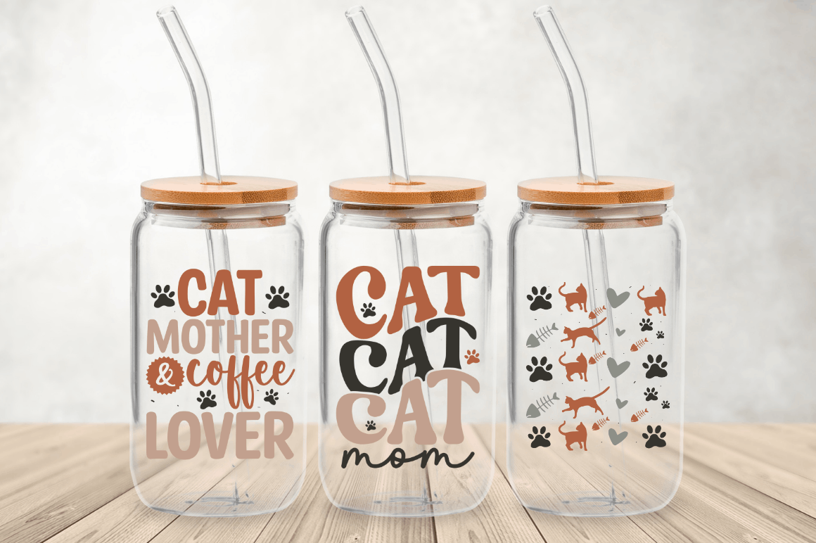 Cat Mom Libbey  Glass SVG Bundle