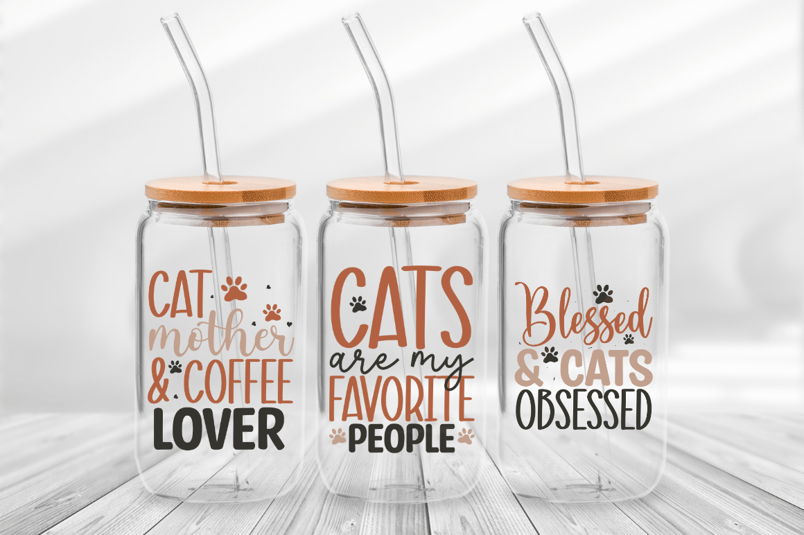 Cat Mom Libbey  Glass SVG Bundle