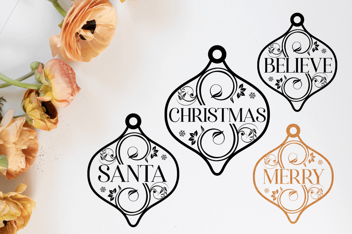 Christmas Word Ornaments SVG Bundle