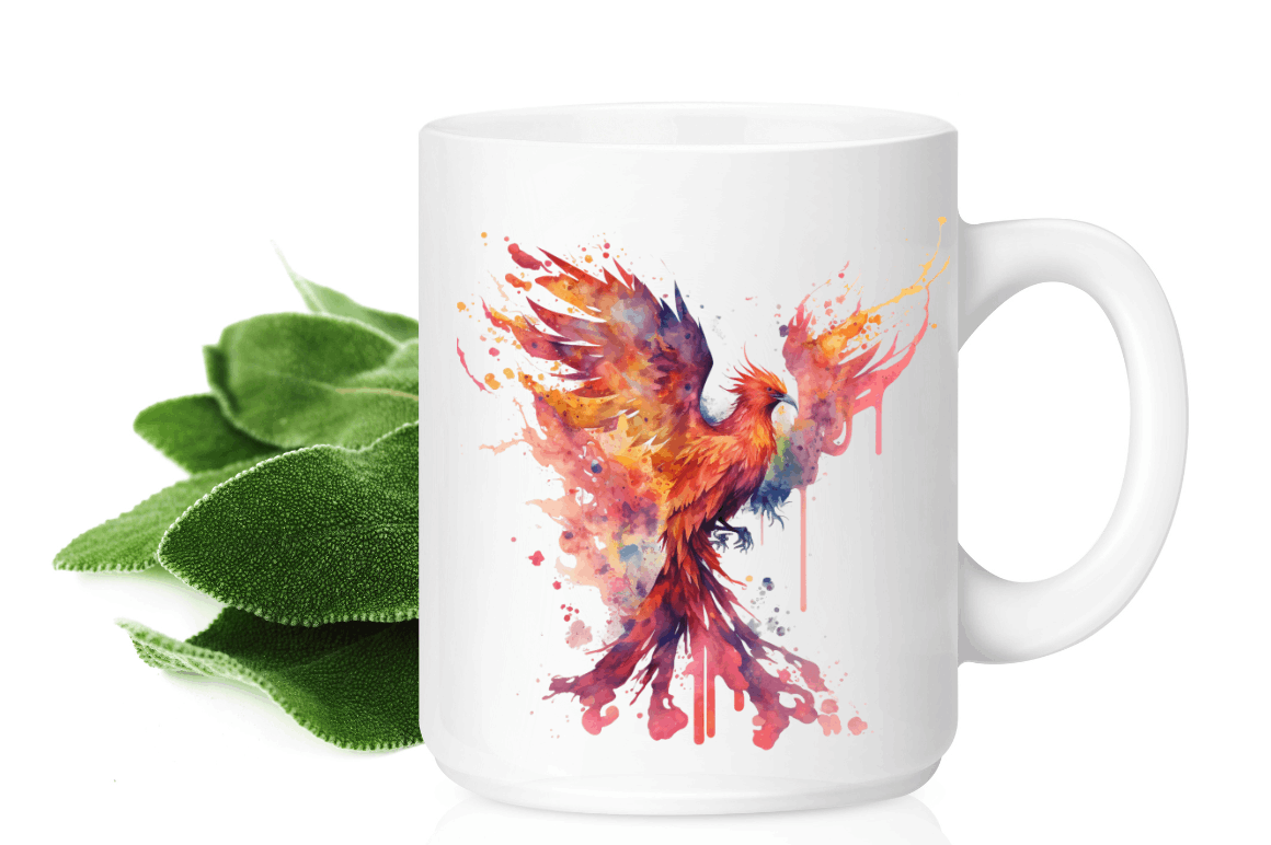 Watercolor  Fire Phoenix Clipart Bundle