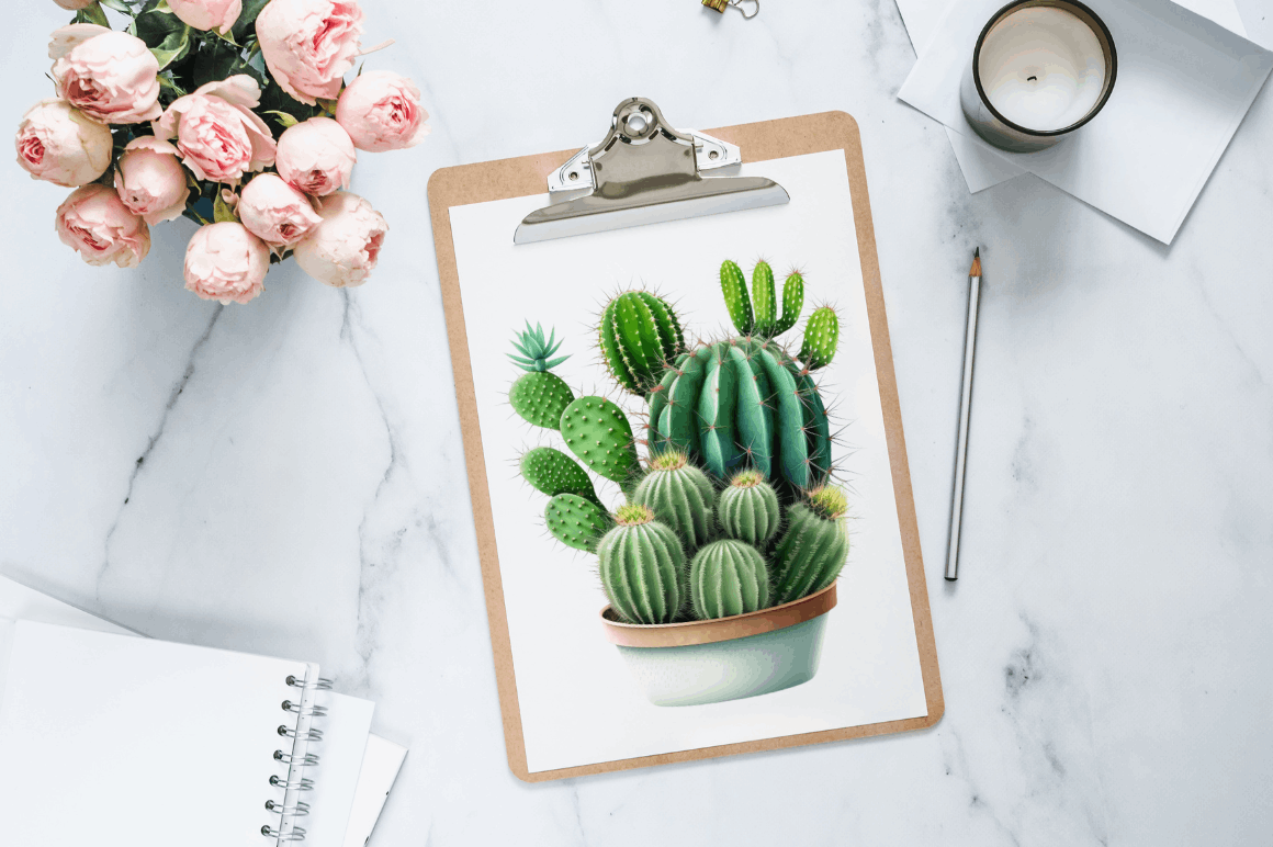 Watercolor Cactus Clipart Bundle