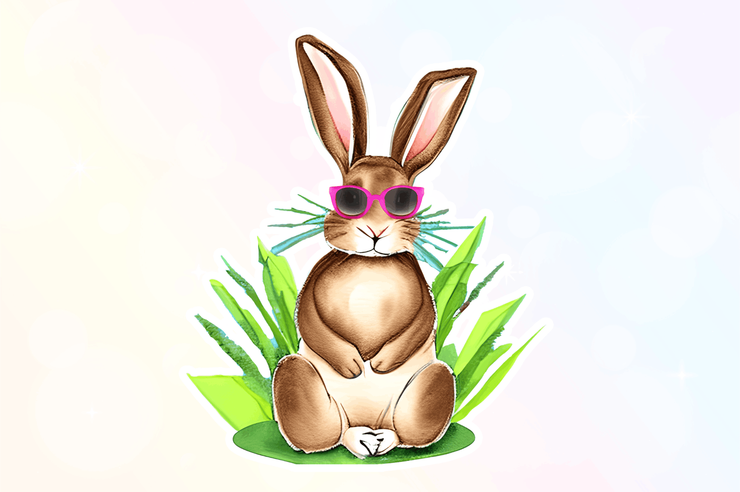 Watercolor Easter Bunny with Glasses Bunny Clipart Bundle