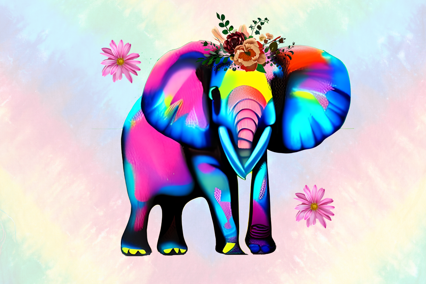 Flower Baby Elephant Sublimation Clipart