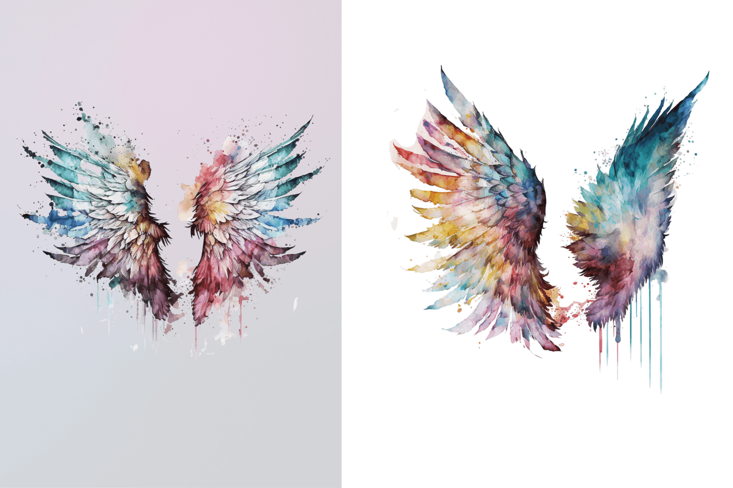 Watercolor Angel's Wings Clipart Bundle