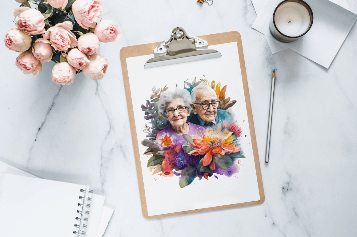 Grandfather and Grandmother Clipart Bundle