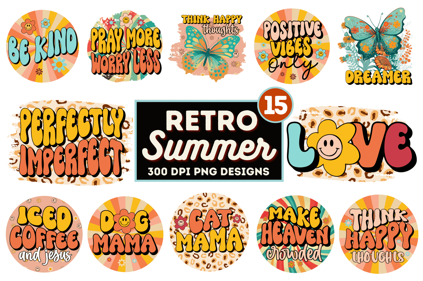 Retro Summer Sublimation Design Bundle