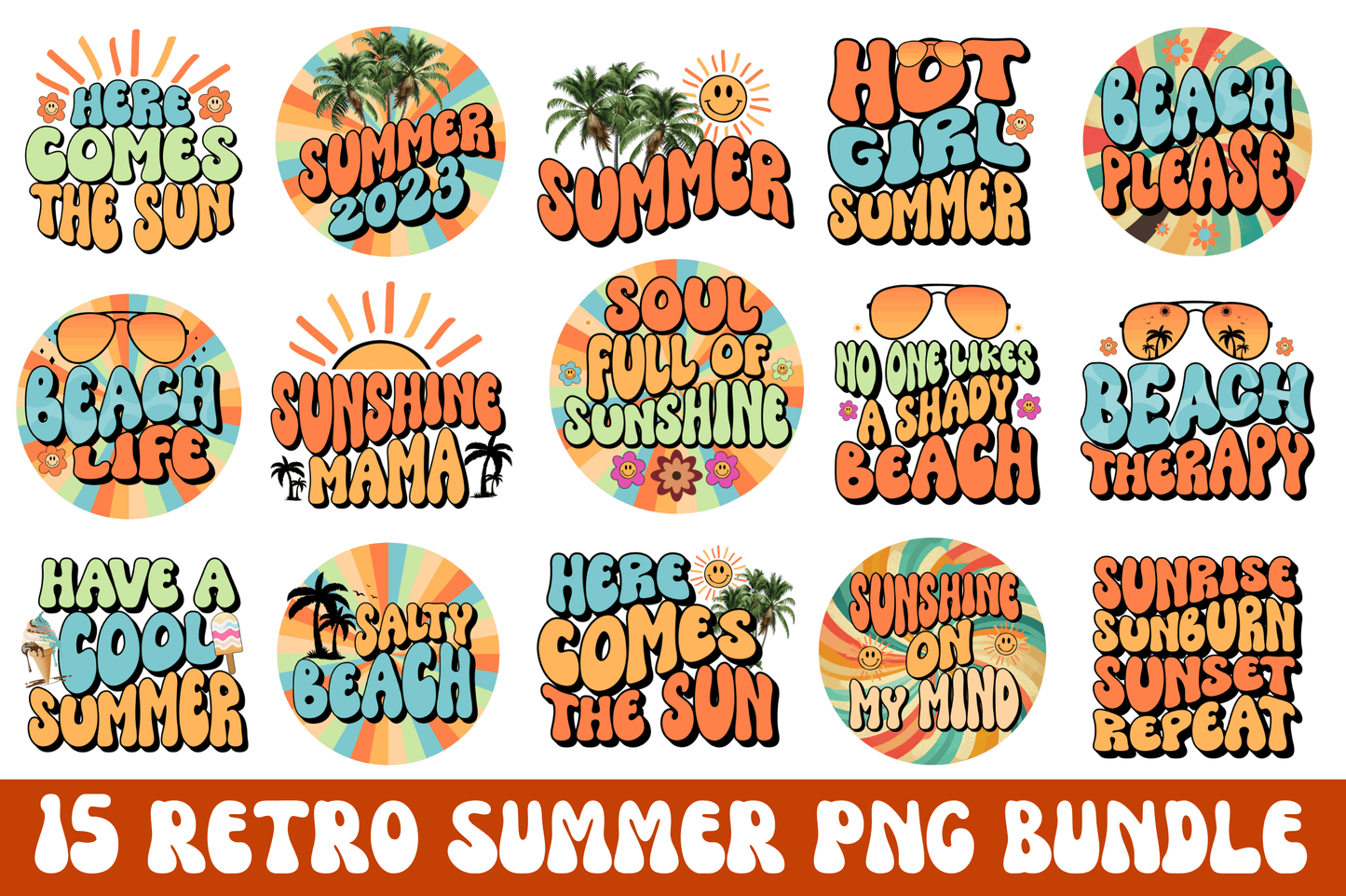 Retro Summer Quotes Sublimation Bundle