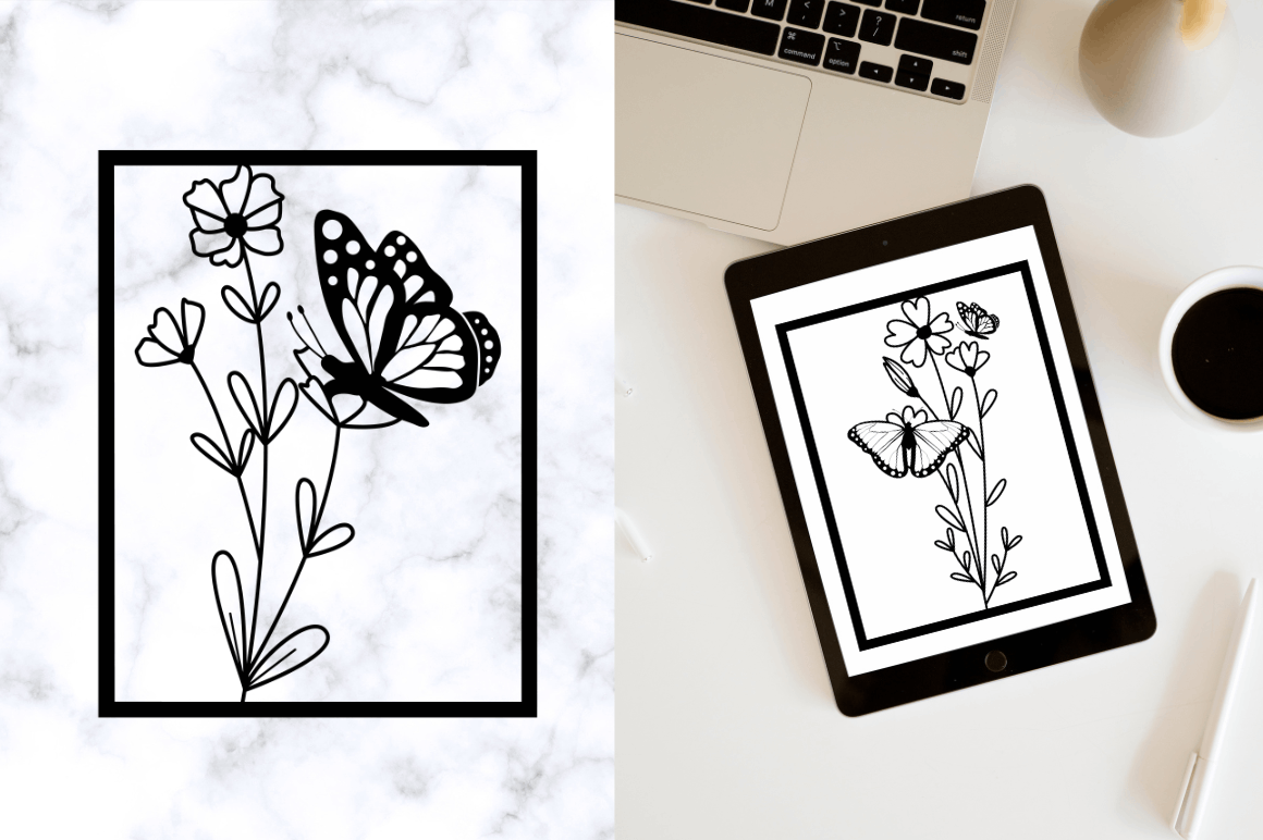 Floral Butterfly Wall Decor SVG Bundle