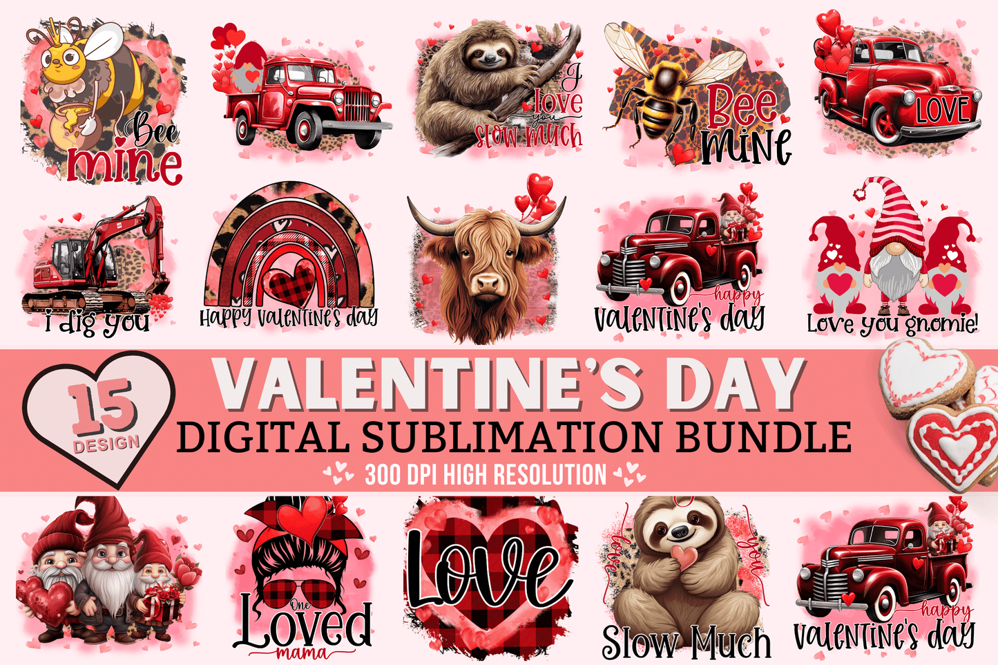 Vintage Style Valentine's Day Sublimation Bundle