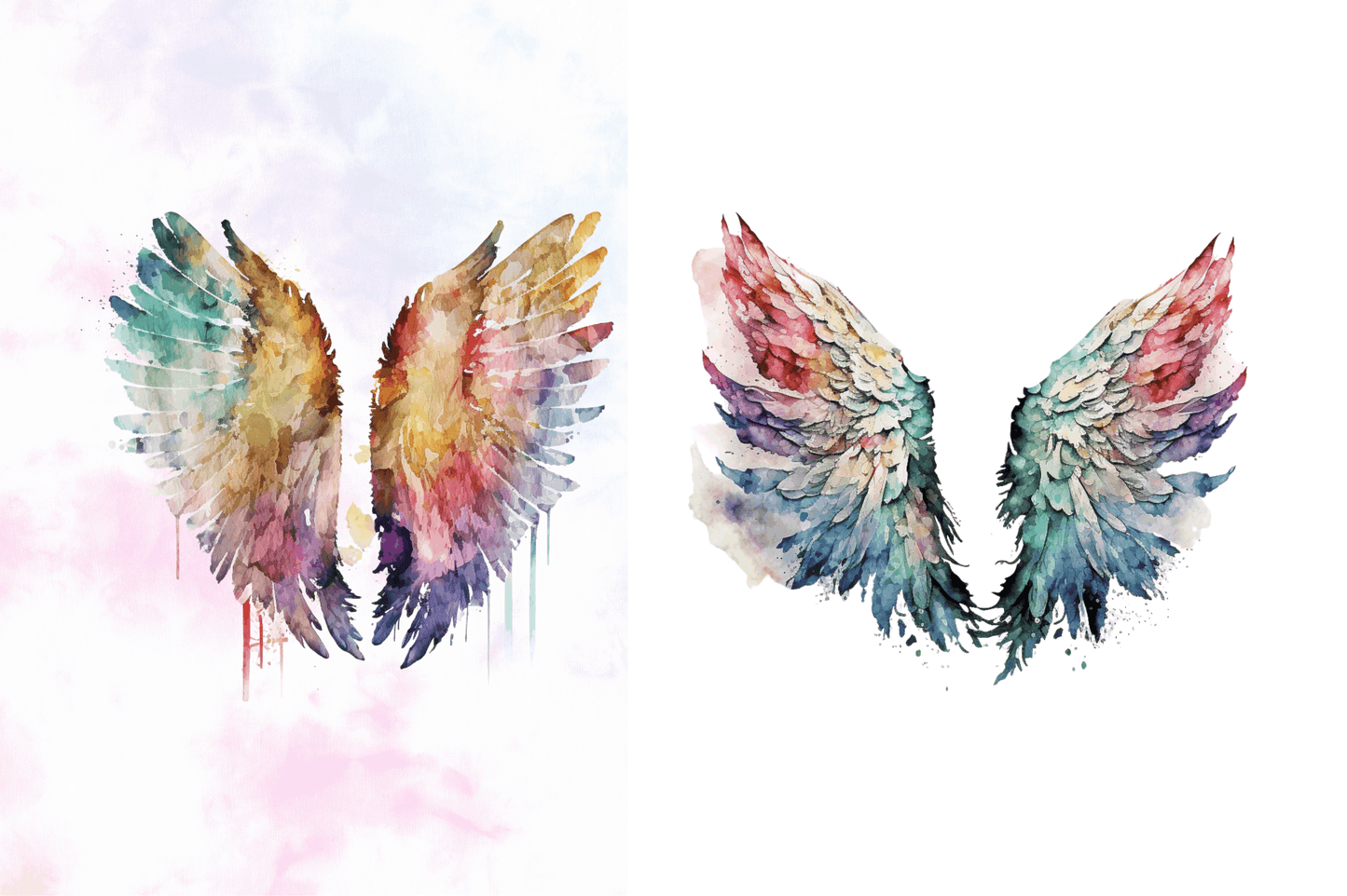 Watercolor Angel's Wings Clipart Bundle