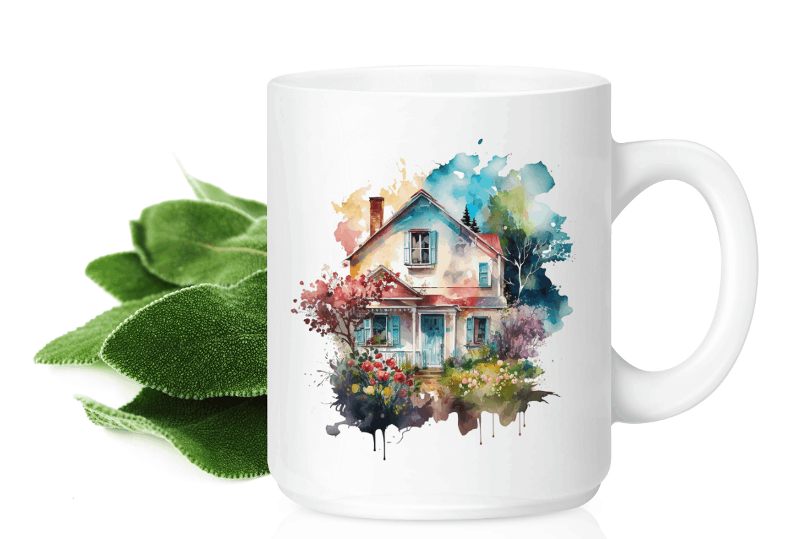 Watercolor Colorful Houses Clipart Bundle