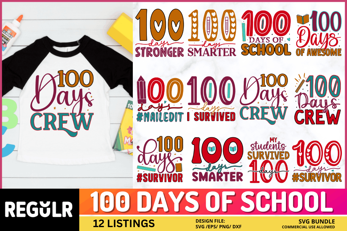 100 Days Of School Svg Bundle