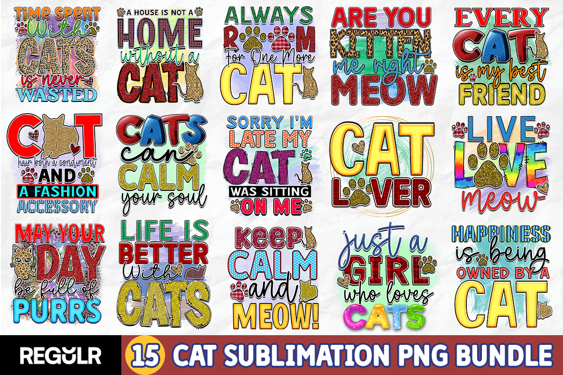 Cat Sublimation Design Bundle